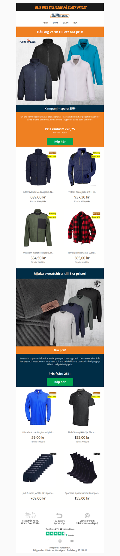 Fleecejackor för 276,75 kr.