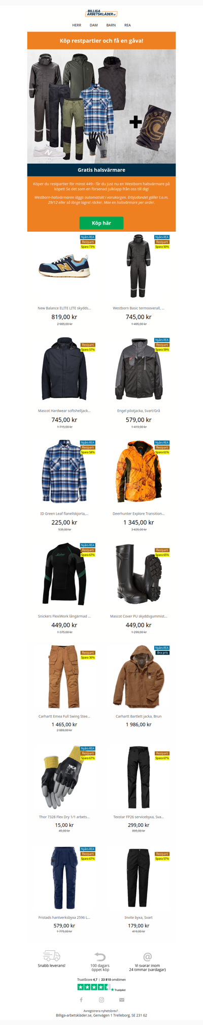 Köp restpartier – få en gratis halsvärmare!