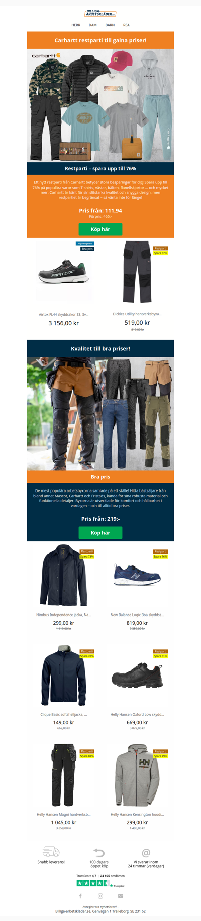 Carhartt restparti till galna priser!