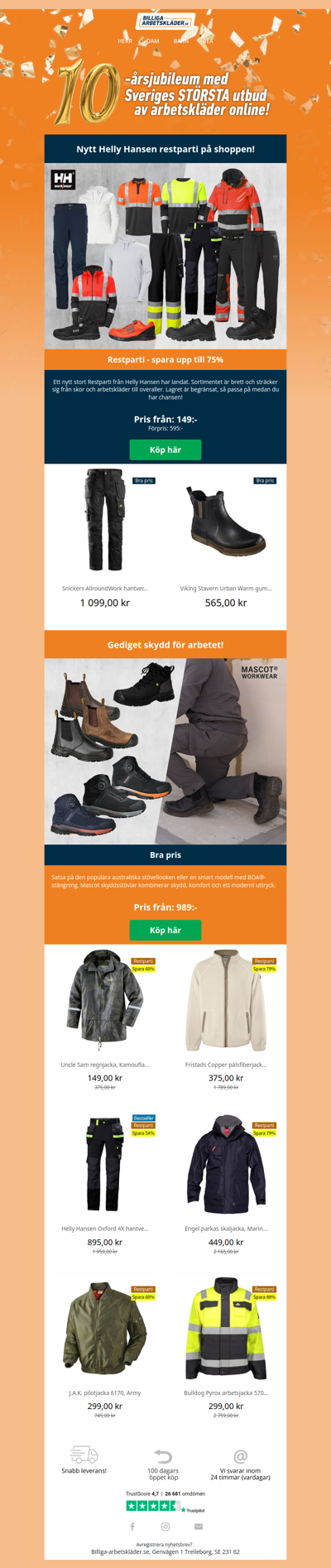 Nytt Helly Hansen restparti på shoppen!