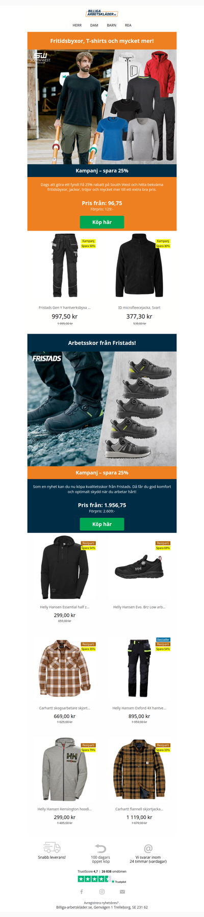 Fritidsbyxor, T-shirts och mycket mer!