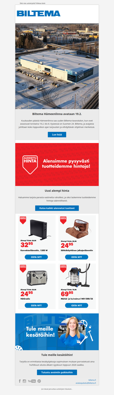 Biltema Hämeenlinna avataan helmikuussa! 💙