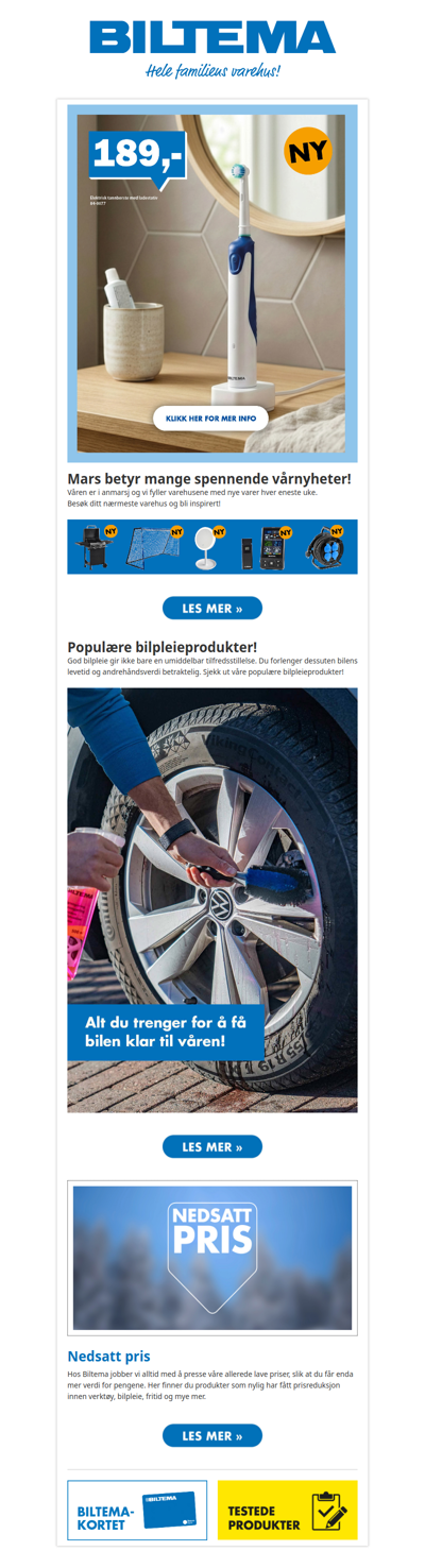 Marsnyheter fra Biltema!