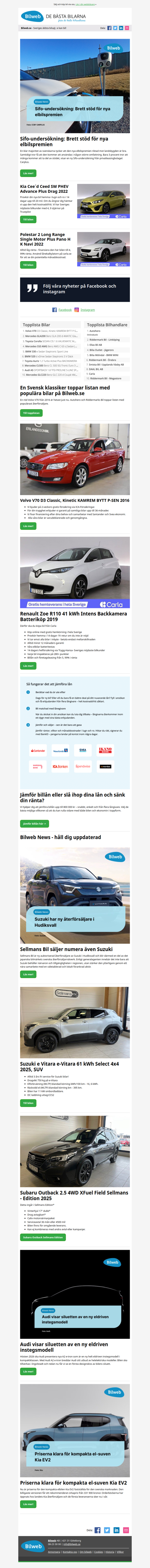 Veckans topplista /  Ny eldriven instegsmodell från Audi / Nya elbilspremien / Polestar 2 / En Svensk klassiker som håller värdet
