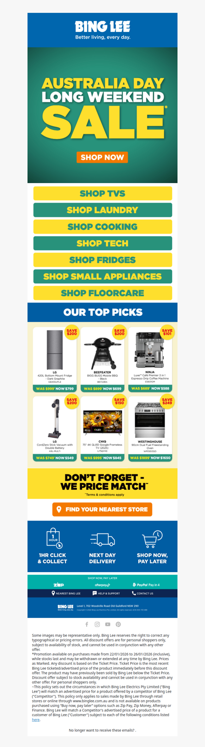 Australia Day Long Weekend Sale Is On Now!