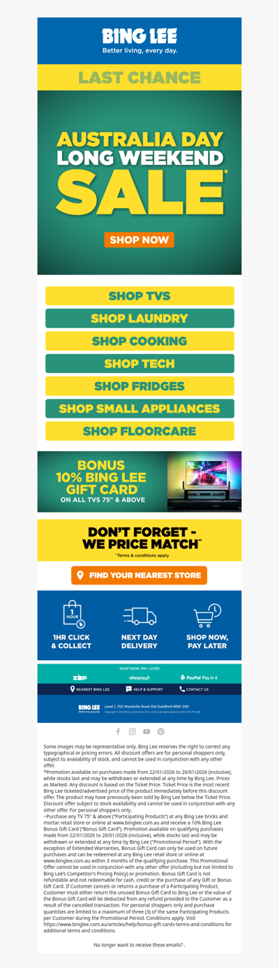 Hurry! Last Chance to Shop Australia Day Long Weekend Sale!🏃