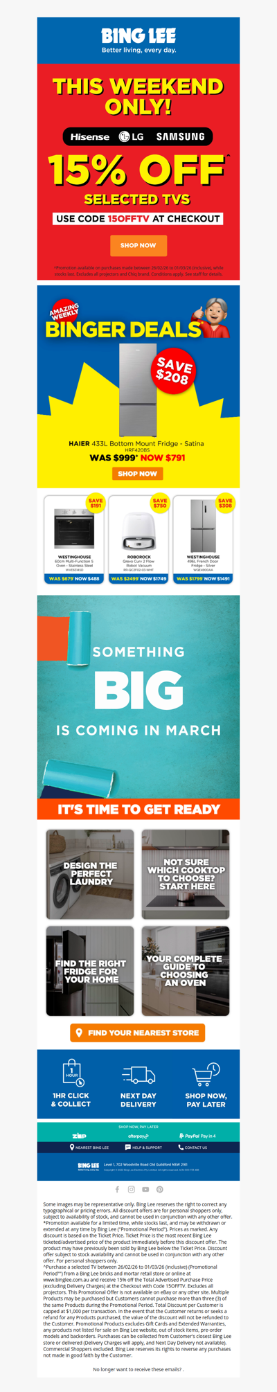 15% OFF^ SELECTED TVS - THIS WEEKEND ONLY!🏃