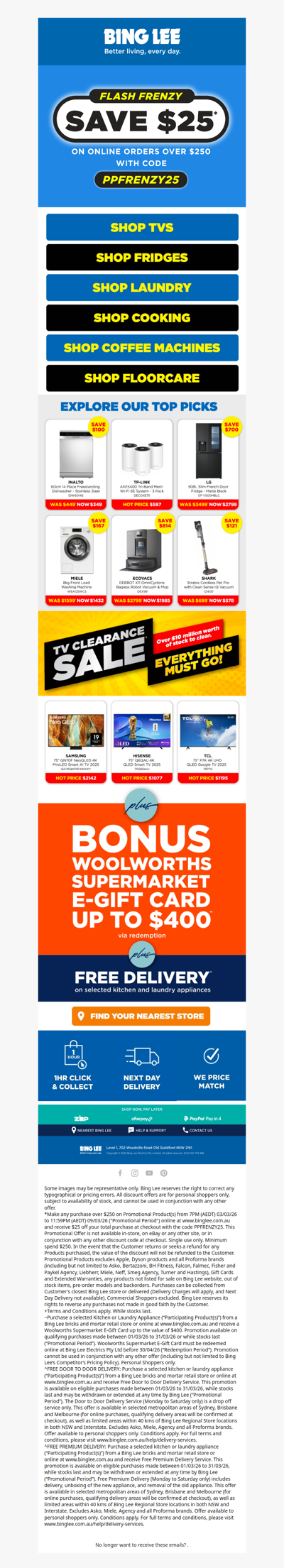 FLASH FRENZY! Save $25* On Orders Over $250💥