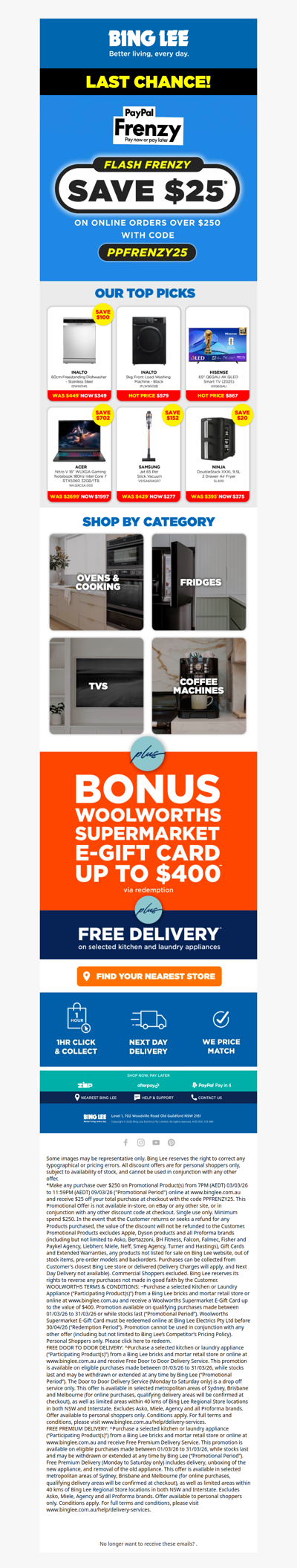 LAST CHANCE To Save $25* On Orders Over $250!⏰