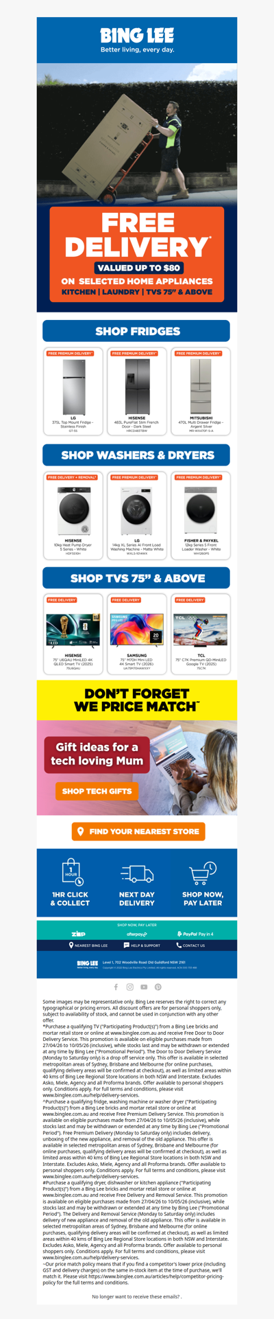 Free delivery on bulky items 🚚💨