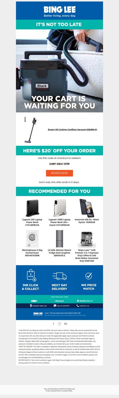 Your $20 off* is about to expire