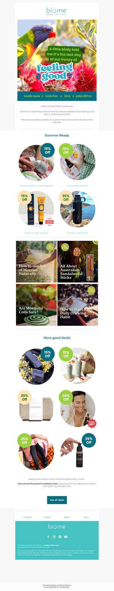 Last 24 hours for feel good savings + 🦟 Mozzie help!