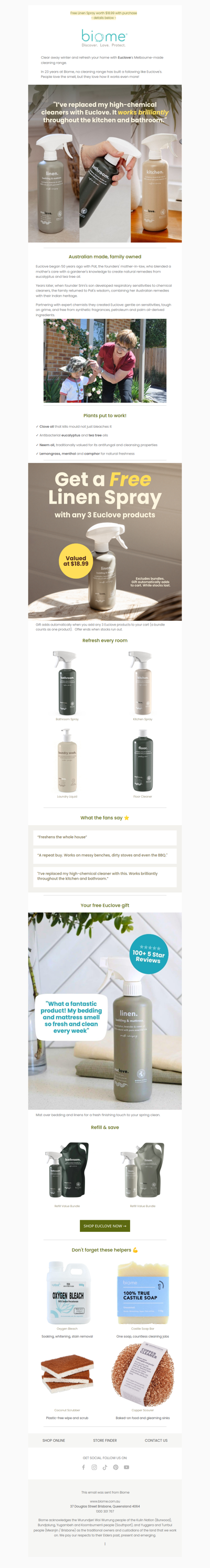 Free Linen Spray ($18.99) with Euclove 💚 Spring clean starts here →