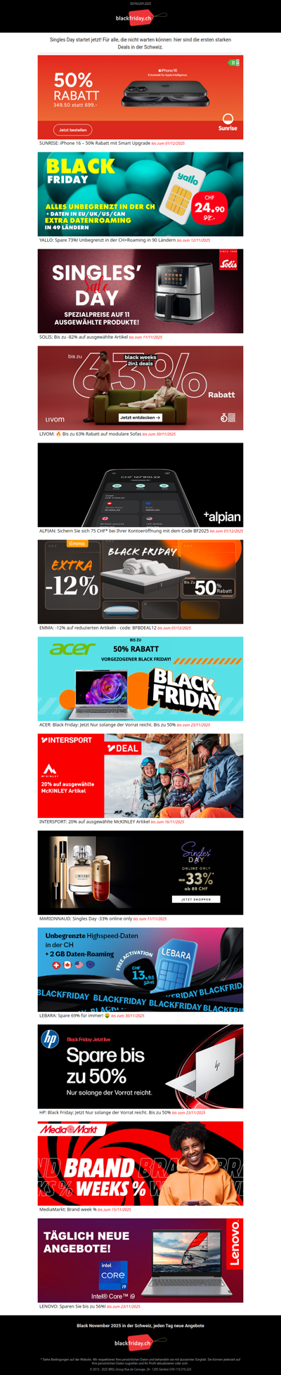 🇨🇭 Singles' Day Deals 2025 in der Schweiz