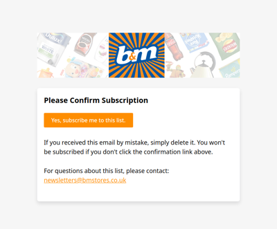 B&M Newsletters: Please Confirm Subscription