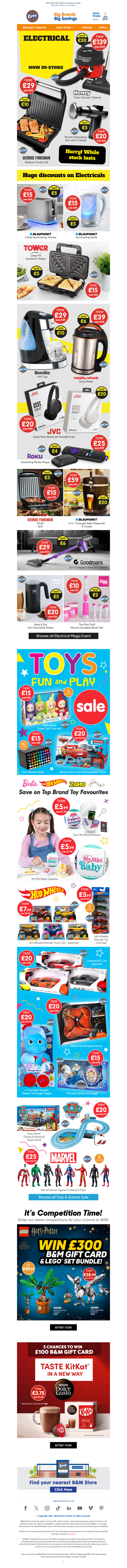 MEGA reductions on Toys and Electricals!