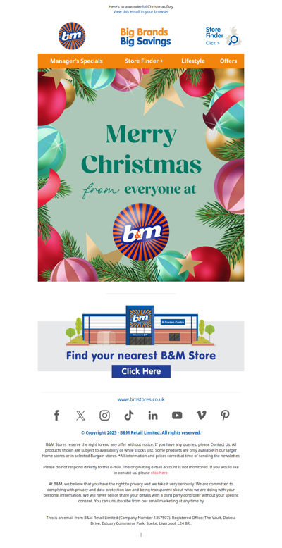 Merry Christmas from all of us at B&M 🎄