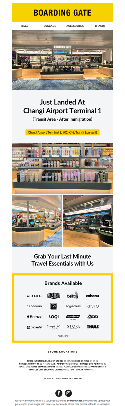 Just Landed, Boarding Gate Now at Changi Airport Terminal 1!