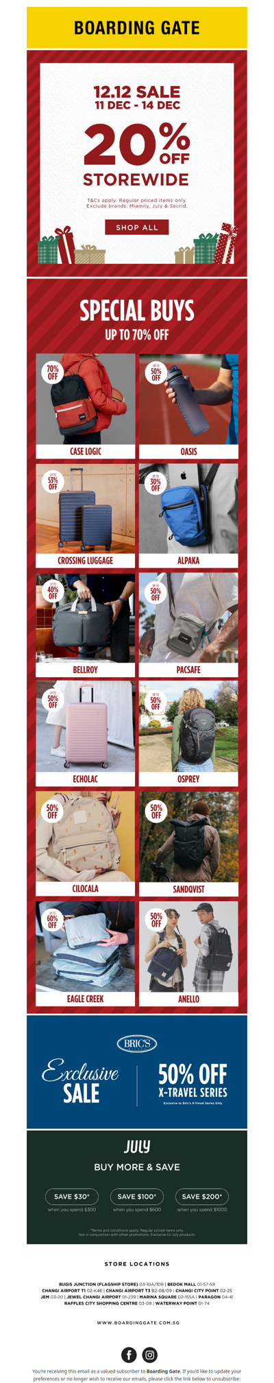 12.12. SALE - 20% OFF STOREWIDE + UP TO 70% OFF SPECIAL BUYS! NOW TILL 14 DEC