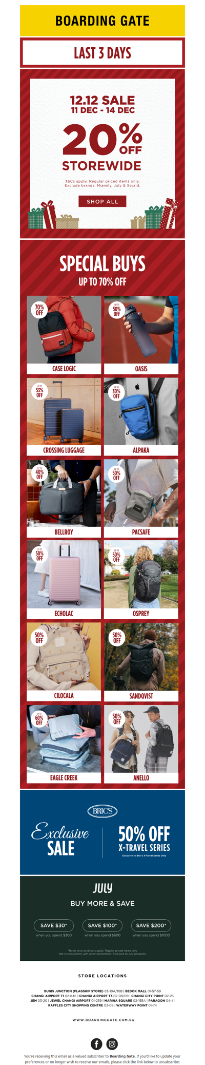 LAST 3 DAYS - 12.12 SALE, 20% OFF STOREWIDE + UP TO 70% OFF SPECIAL BUYS! ENDS 14 DEC