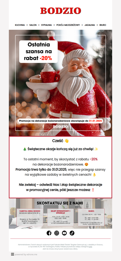 🎄 Ostatnia szansa na rabat -20% na dekoracje bożonarodzeniowe! 🎁