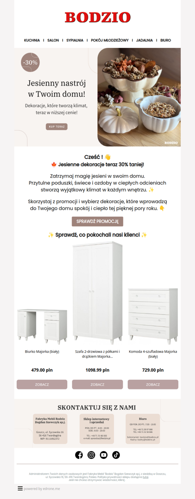 Cześć ! Jesienna magia w Twoim domu - dekoracje teraz 30% taniej! 🍁✨