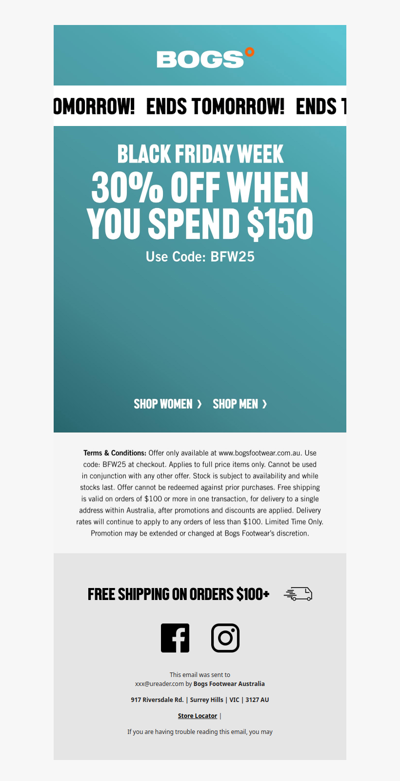 Ends Tomorrow | 30% Off When You Spend $150