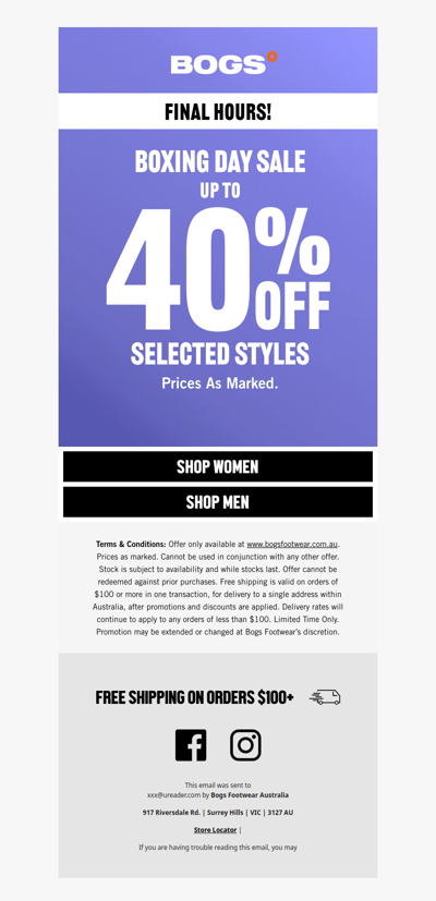 Final Hours | Boxing Day Sale