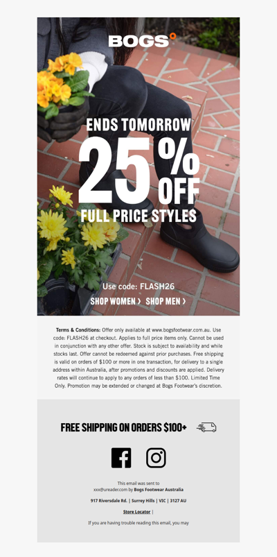 25% Off Full Price Ends Tomorrow