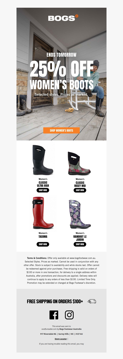 Ends Tomorrow | 25% Off Women's Boots
