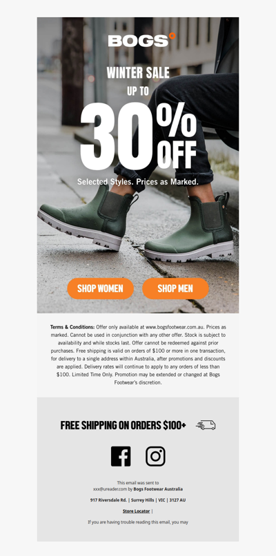 Up To 30% Off Selected Styles