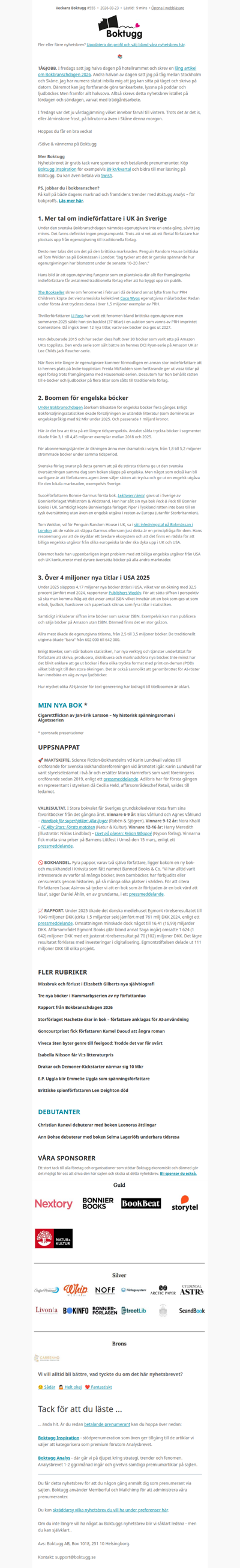 🎪 Bokbranschdagen 2026 (Nyhetsbrev #555)