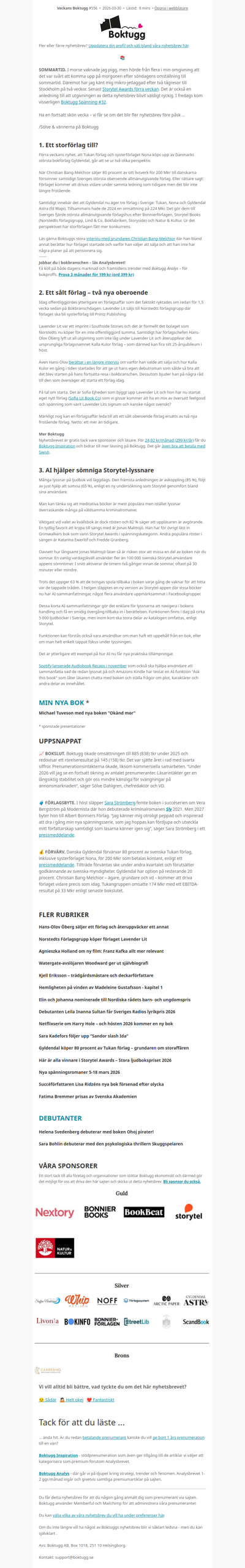 💰 Flera förlag uppköpta (Nyhetsbrev #556)