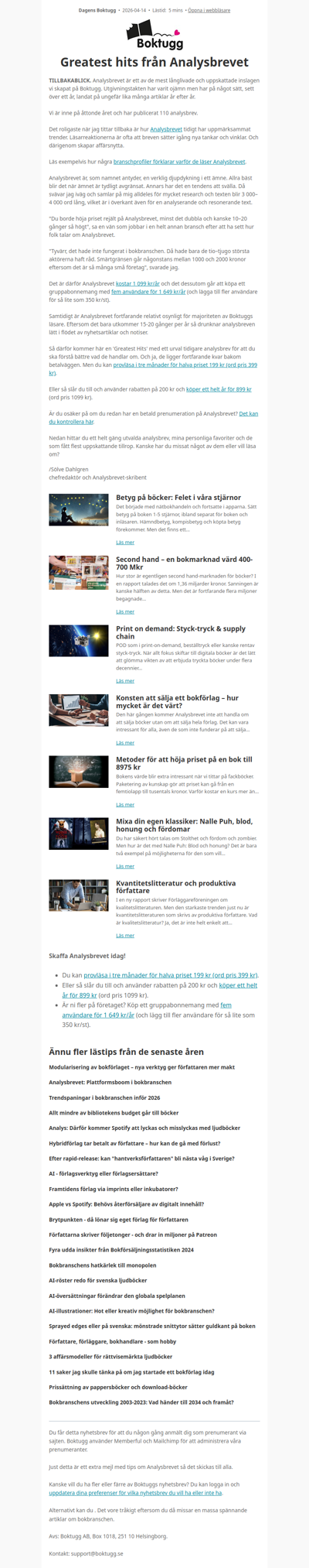 🎸 Greatest Hits från Analysbrevet