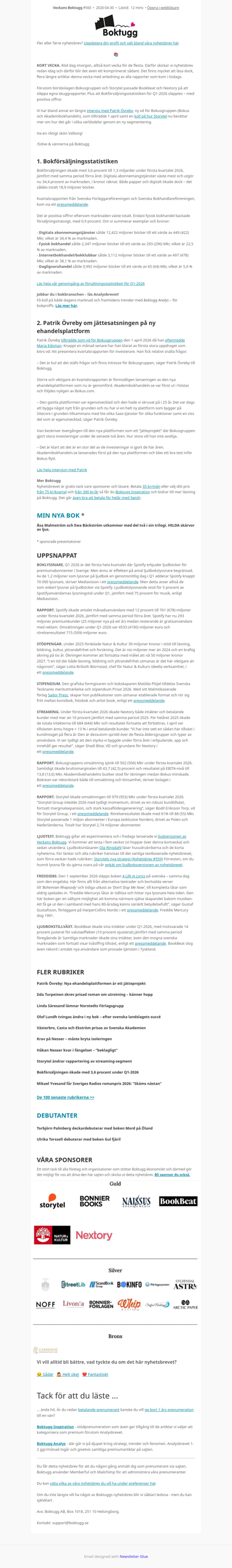 📈 Ökad bokförsäljning (Nyhetsbrev #560)