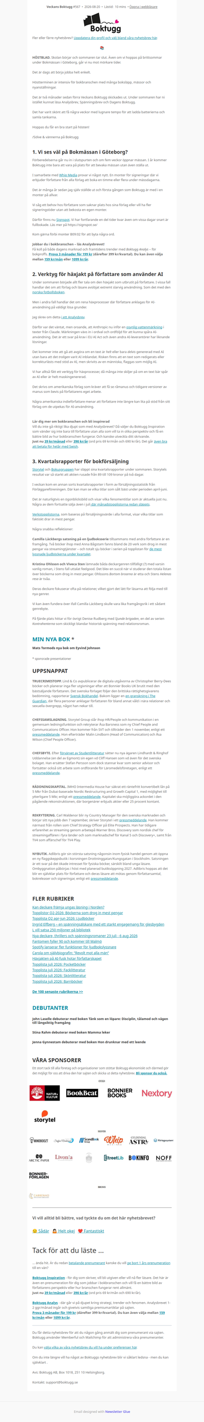 🍂 Hösttermin i bokbranschen (Nyhetsbrev #567)