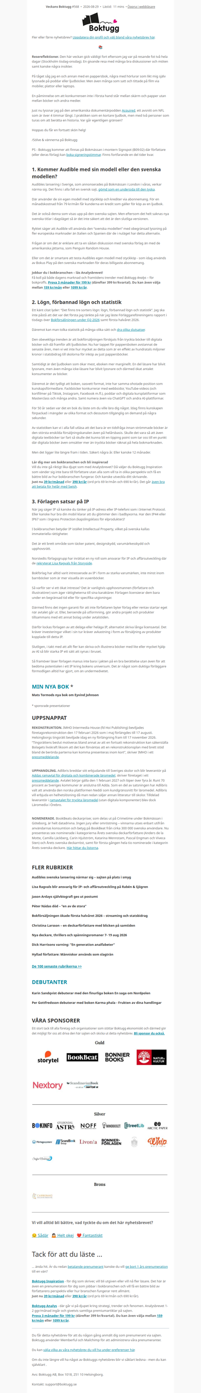 Audible, IP och statistik (Nyhetsbrev #568)