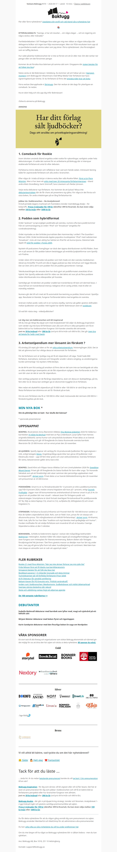 Efter debuten (Nyhetsbrev #570)