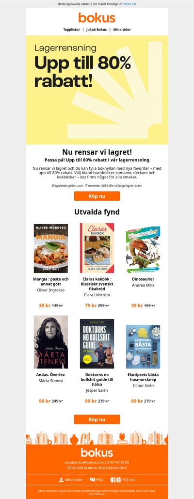 Upp till 80% rabatt – lagerrensning!