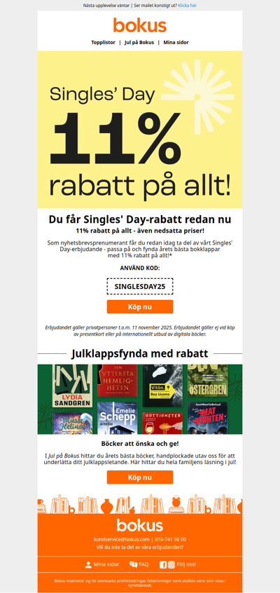 11% rabatt på allt – exklusiv förtur!