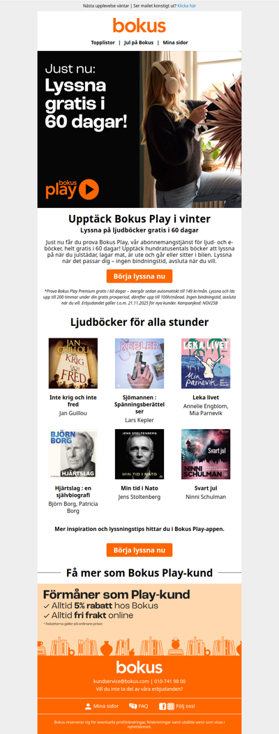 Prova Bokus Play gratis i 60 dagar