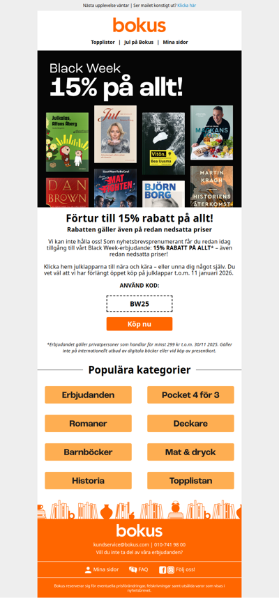 Black Week förtur – 15% rabatt på allt!