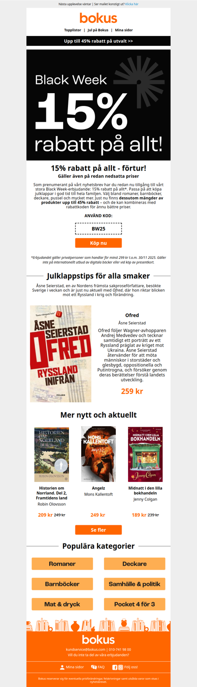 15% rabatt på allt - missa inte din förtur!