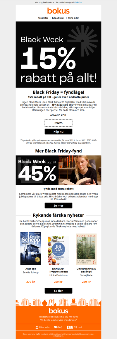 Black Friday – 15% rabatt på allt