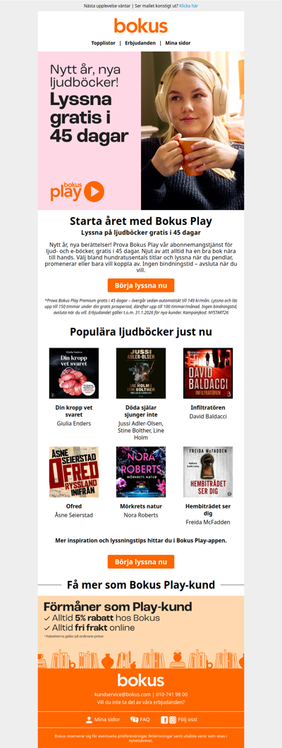 Lyssna på ljudböcker gratis i 45 dagar