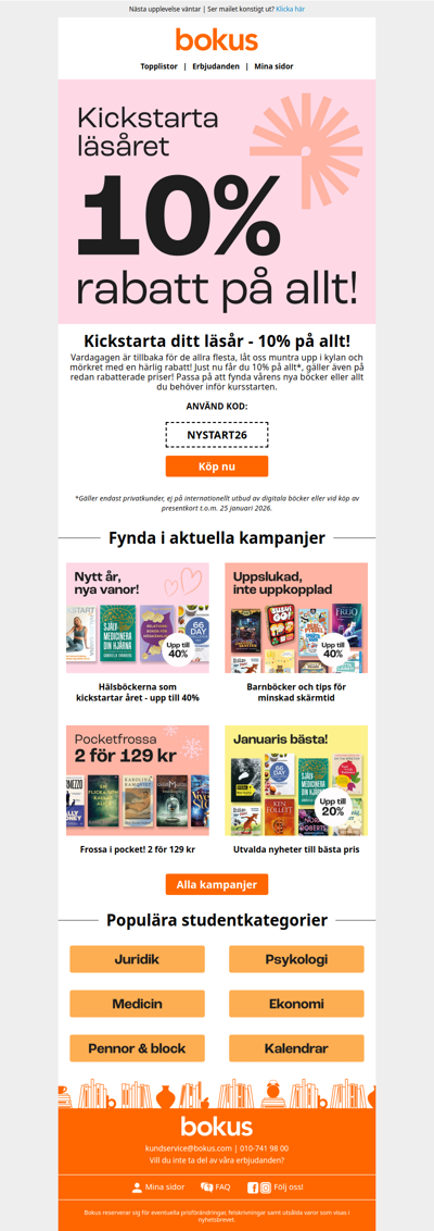 10% på allt – kickstarta ditt läsår!