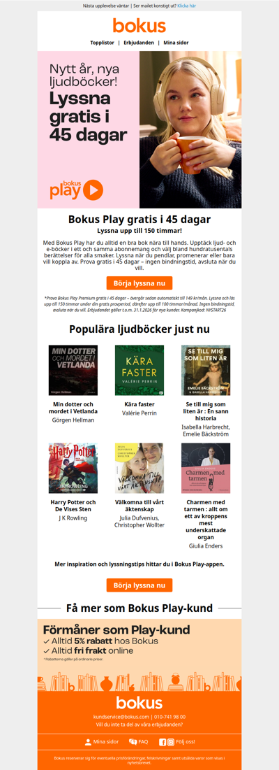 Prova Bokus Play gratis i 45 dagar