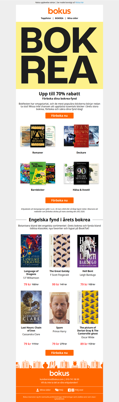 Tusentals böcker i bokrean – förboka nu!