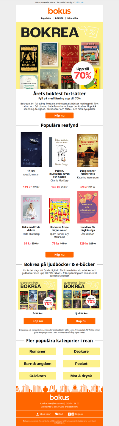 Bokrean är igång – fynda upp till 70%