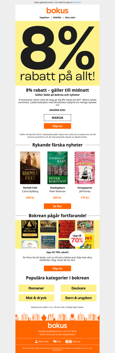 8% rabatt på allt – gäller till midnatt!